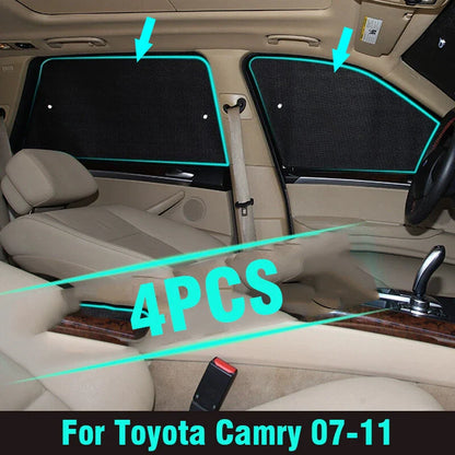 4 x Side Window Sunshade Black Silver Privacy for Toyota Camry (2007–2011)