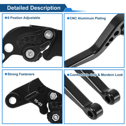 Short Brake Clutch Levers for Honda CB600F (2007–2013) - Black, 1 Pair