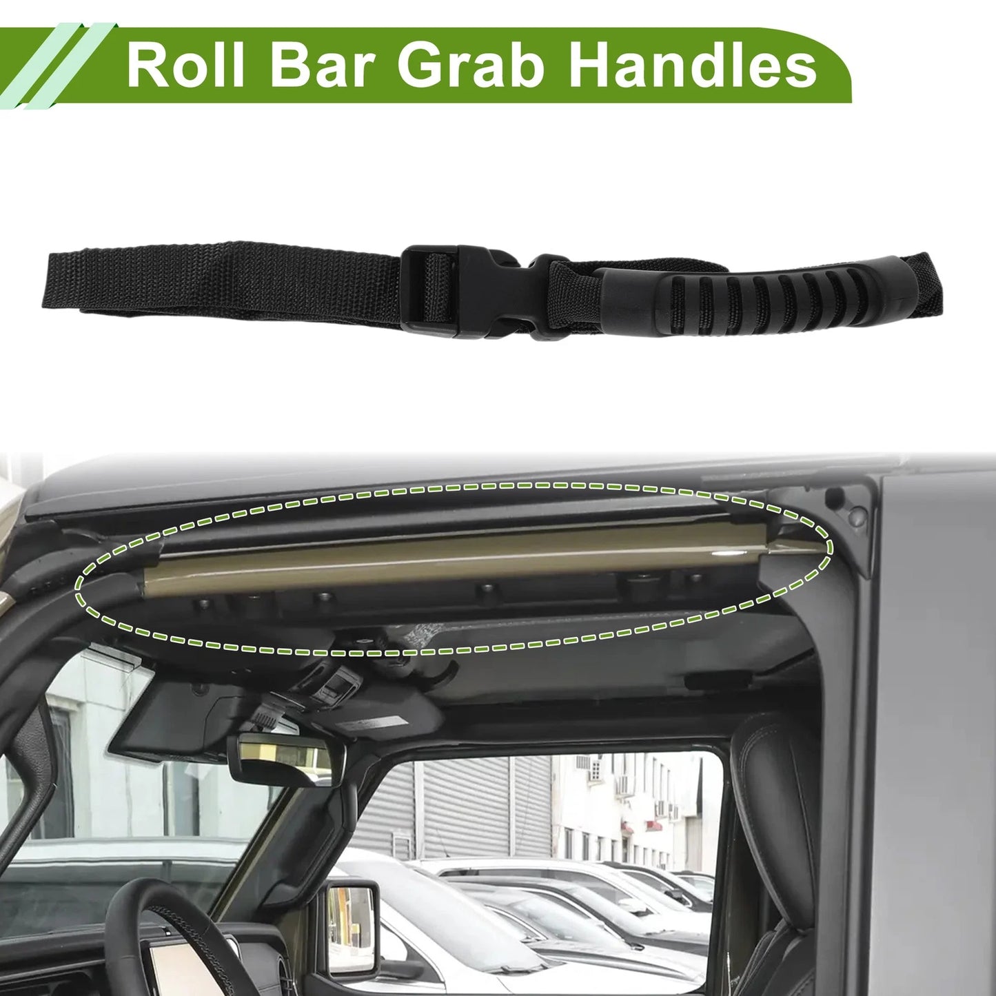 Roll Bar Grab Handles for Jeep Wrangler JL (2018–2024) Black