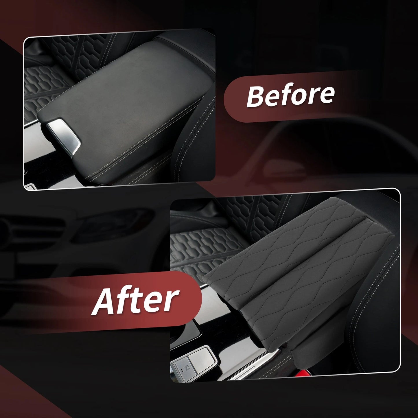 Center Console Cover for Mercedes Benz EQC 400 (2019–2023) Leather Armrest