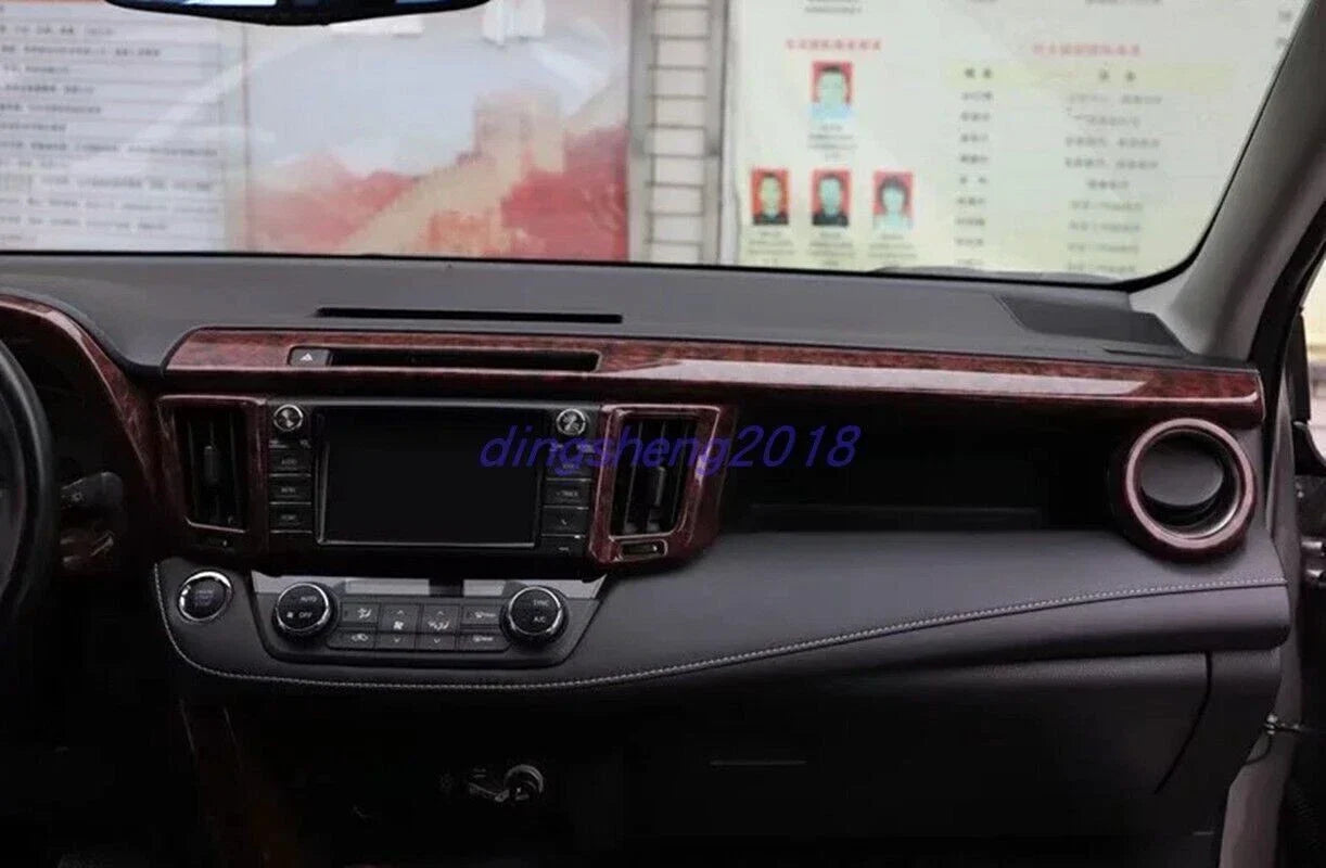 17 x Agate Wood Grain Glossy ABS Interior Trim for Toyota Rav4 (2013–2018)