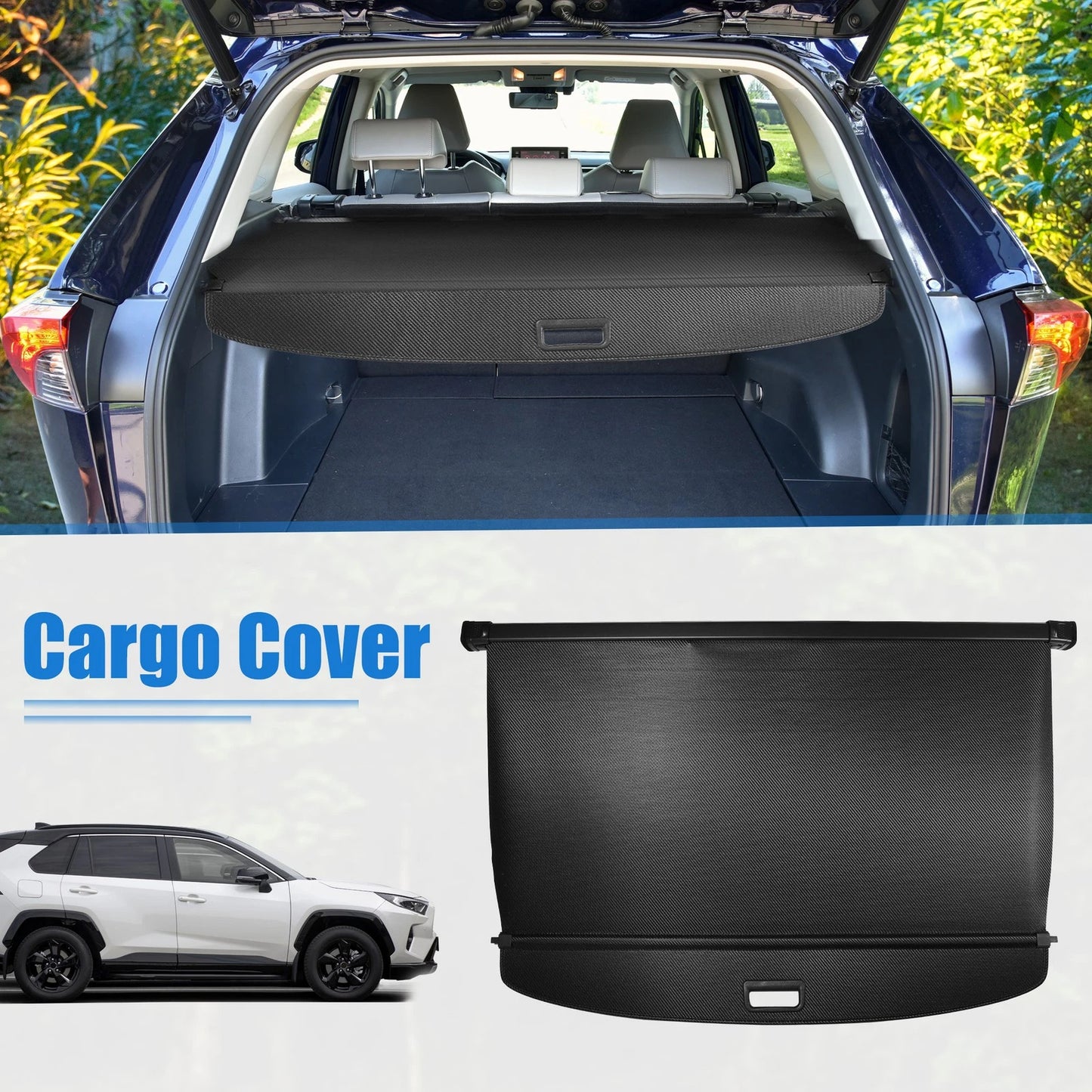Retractable Cargo Cover for Toyota RAV4 (2019–2023) Black Trunk Shield