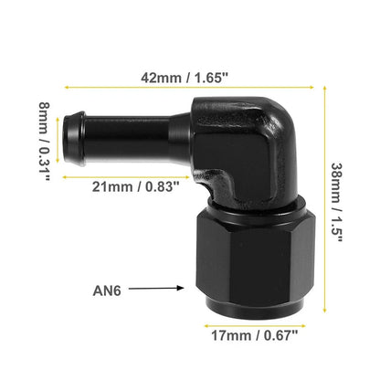 Fitting Adapter Fuel Hose 6AN Female 90 Degree AN6 to 5/16