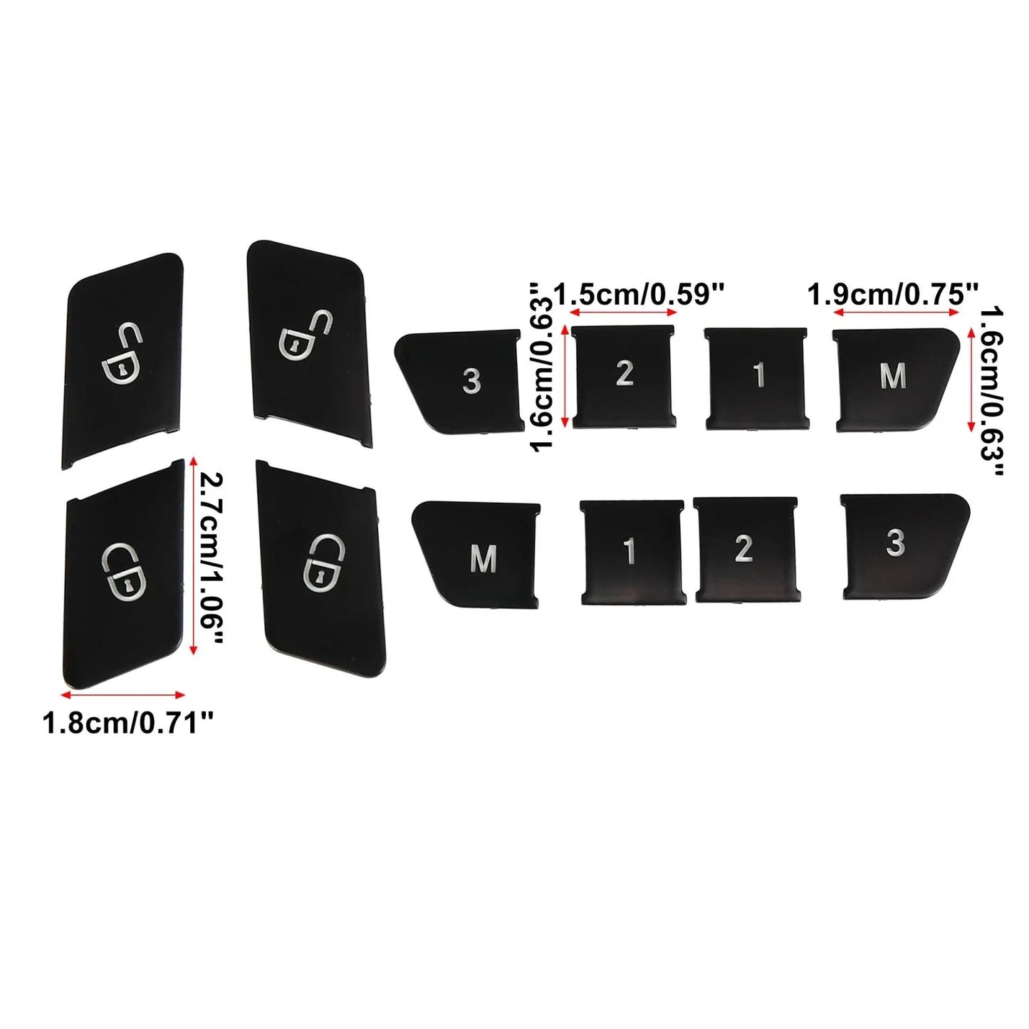 Car Door Lock Unlock Seat Button Cover Trim Set for Mercedes-Benz GLE500 (2016-2020)