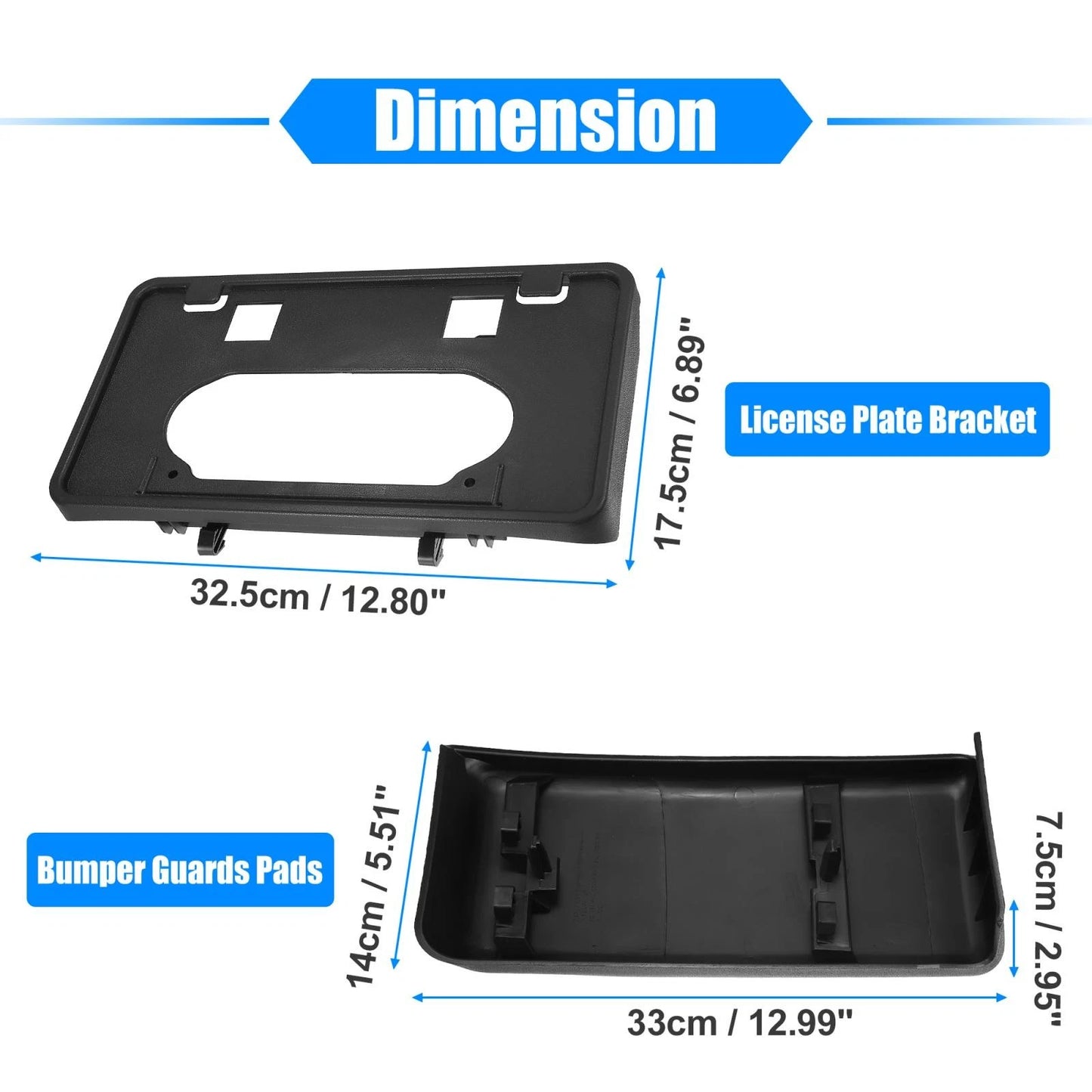 Set of 4 Bumper Guards Pads License Plate Frame Bracket for Ford F-150 (2009–2014)