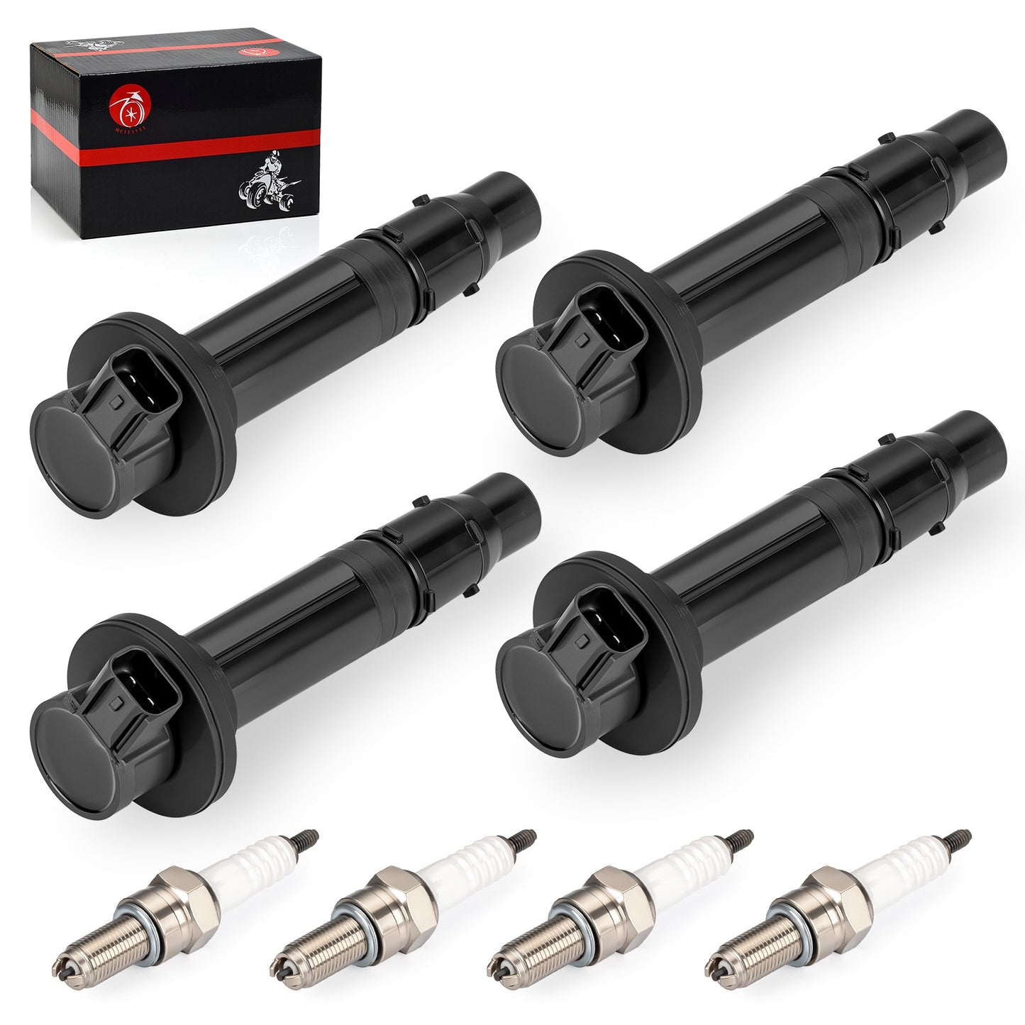 Set of 4 Ignition Coils & Spark Plugs for Yamaha YZF R6 (1999–2002)