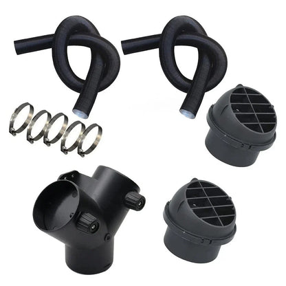 75mm Pipe Ducting Y Piece + Warm Air-Outlet Vent + Hose Clip for Diesel-Heater