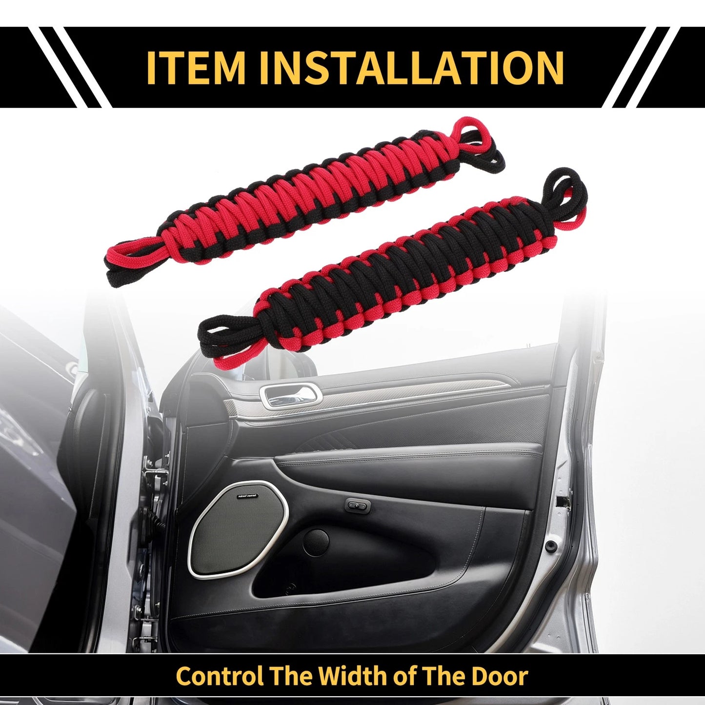2X Door Limiting Straps for Jeep Wrangler TJ JK JKU (1997–2018) Black Red