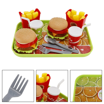 Set of 4 Hamburger Waffles Fried Drink Simulation Food Kitchen Toys