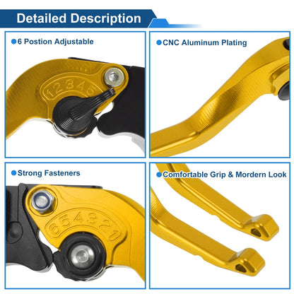 Short Brake Clutch Levers for Yamaha Tenere 700 (2019–2025) Gold Tone 1 Pair