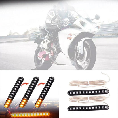 2 x Turn Light 12 LED Amber DC 12V Flowing Water Light Strip for Motorcycle