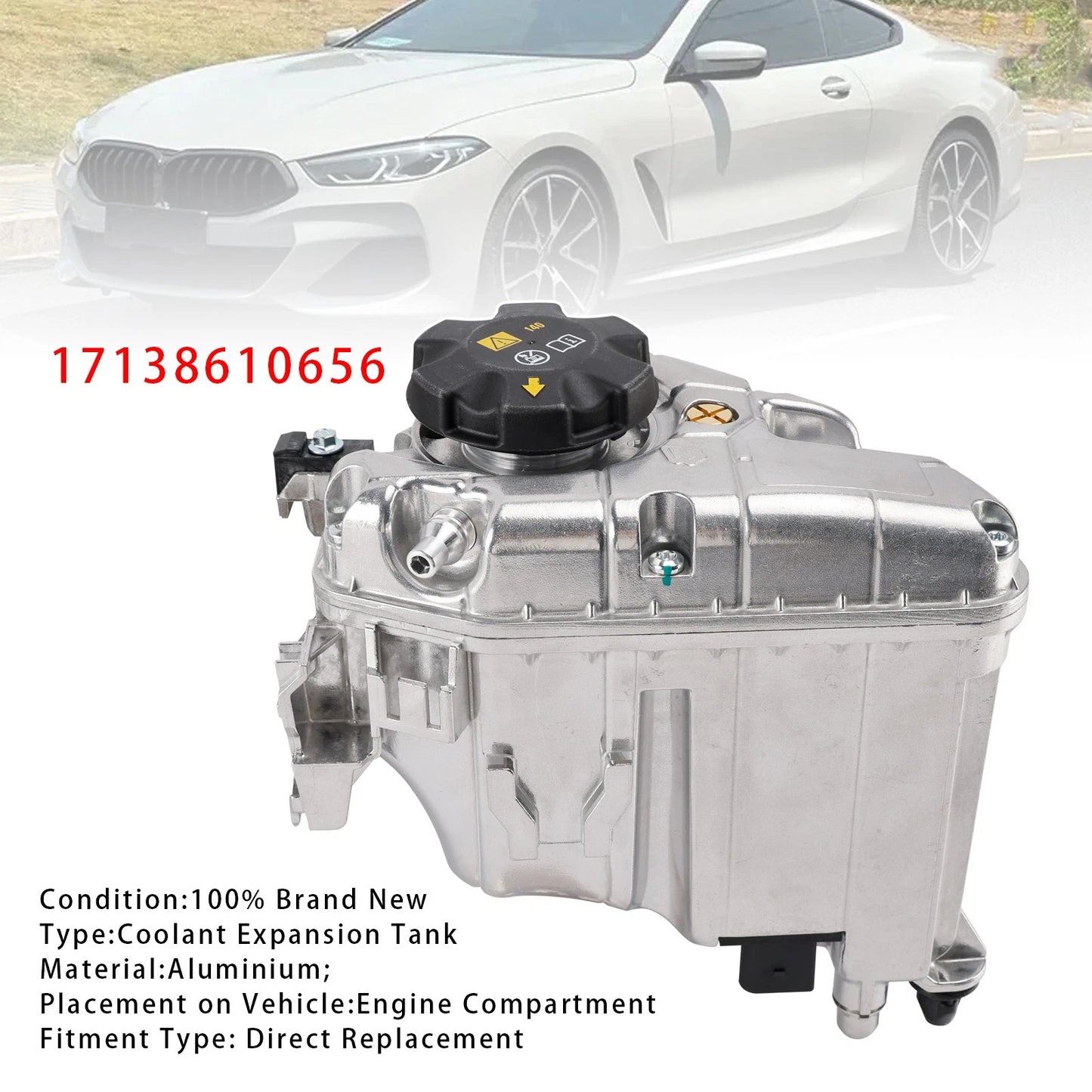 Aluminum Coolant Expansion Tank for BMW 530e 530i 740i G15 (2018–2023) 17138610656