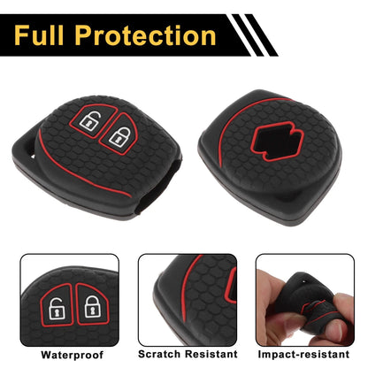 Key Case for Suzuki Alto (2 Buttons) - Black Red Line