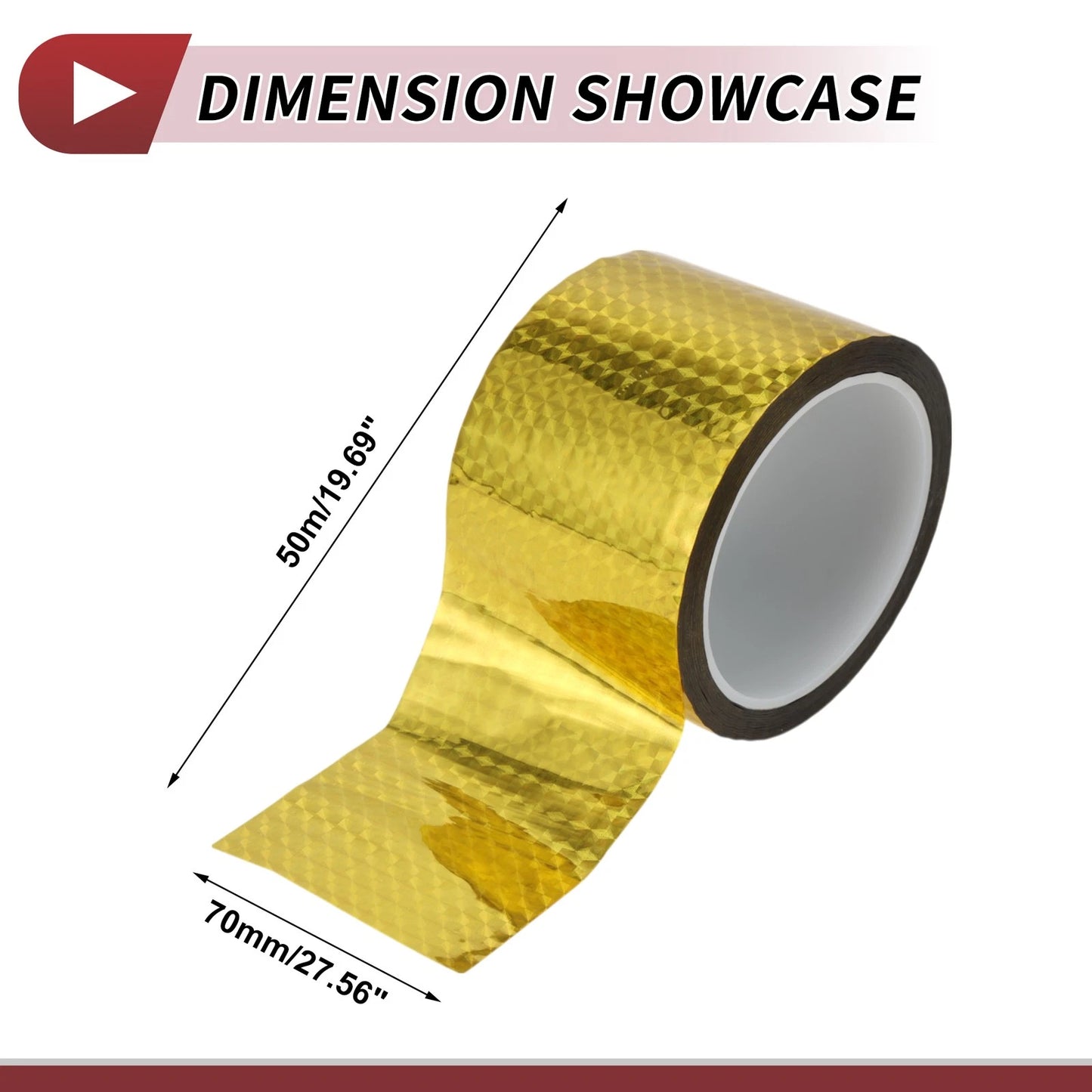 Pinstripe Tape 70mm x 50m for Car Motorcycle Boat Laser Gold Tone (1 Pcs)