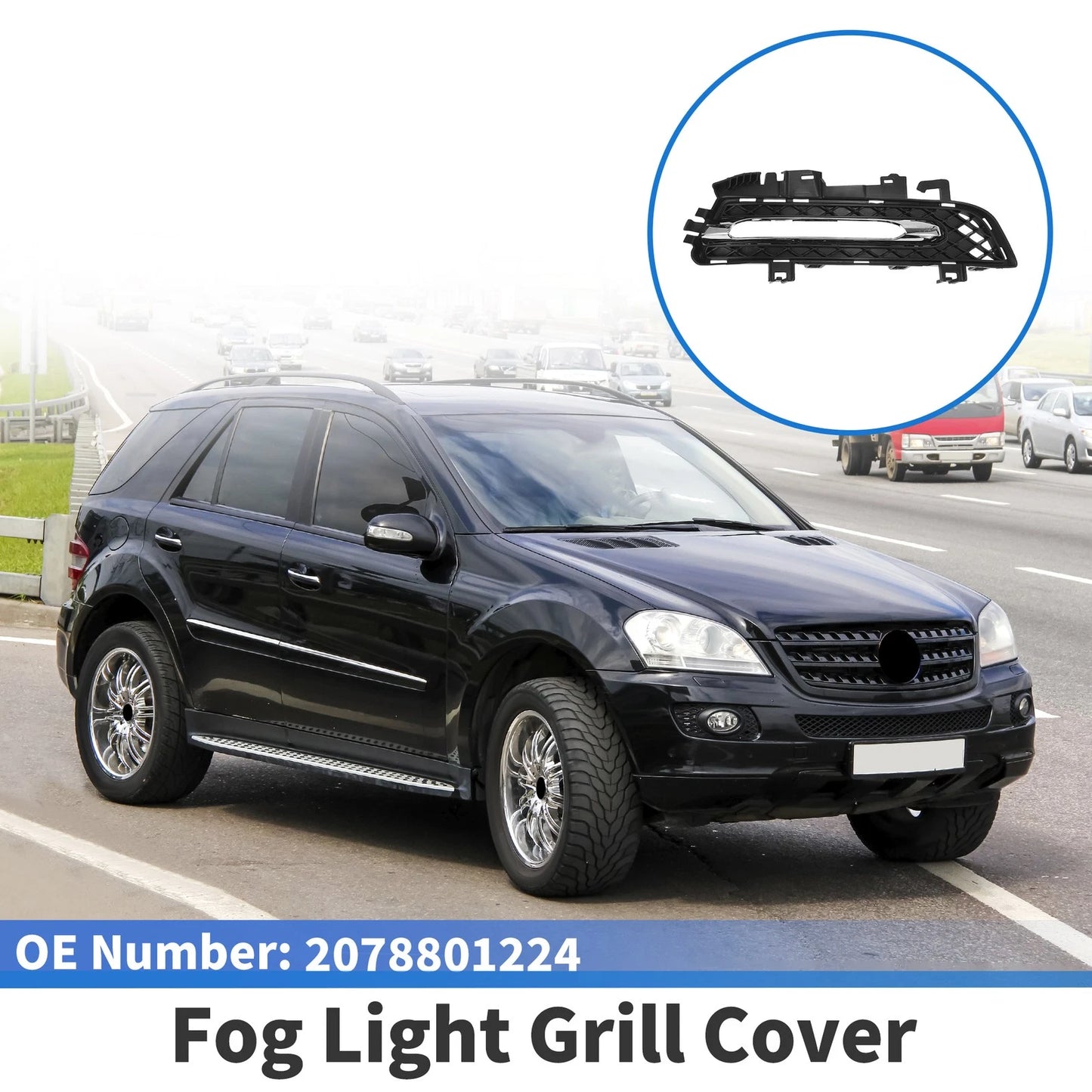 Front Right Fog Light Grill for Mercedes-Benz (No. 2078801224) Silver Tone