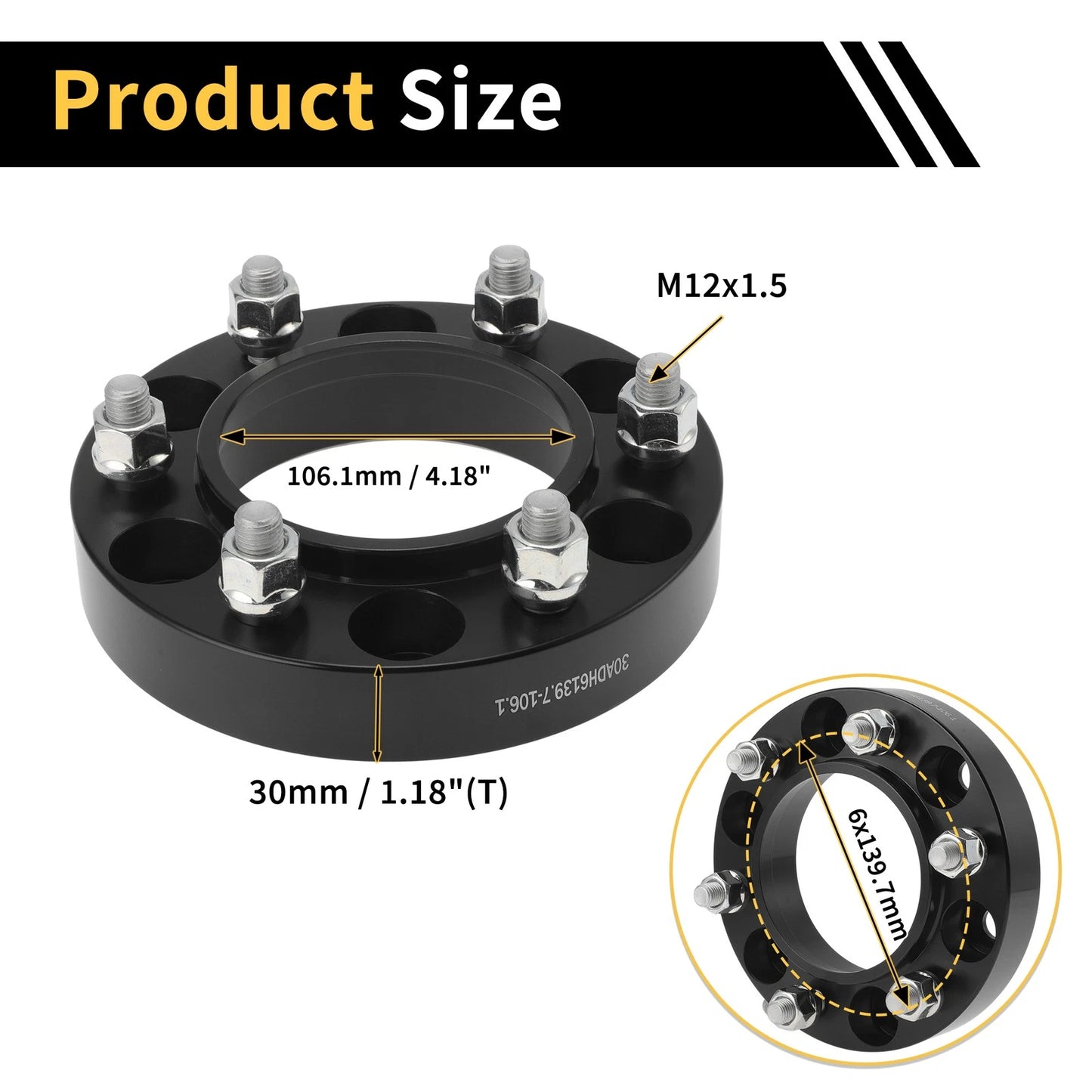 2X Wheel Spacers 6x139.7mm M12x1.5 for Toyota 4Runner (1989–2023)