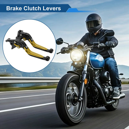 Short Long Brake Clutch Levers for Kawasaki Vulcan S 650 (2015–2023) Black Gold Tone