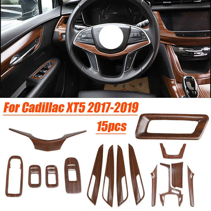 Wood Grain Interior Kit Full Set Car Trim Covers for Cadillac XT5 (2017–2019)