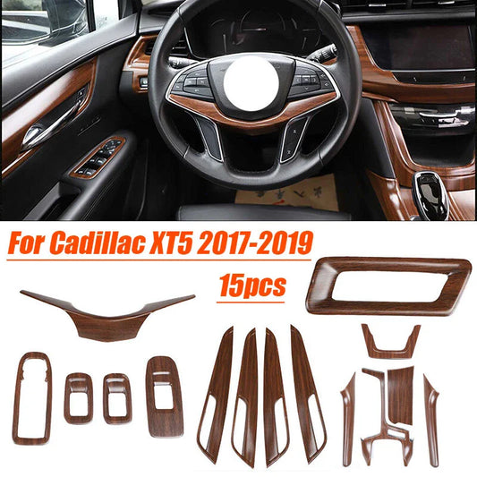 Wood Grain Interior Kit Full Set Car Trim Covers for Cadillac XT5 (2017–2019)