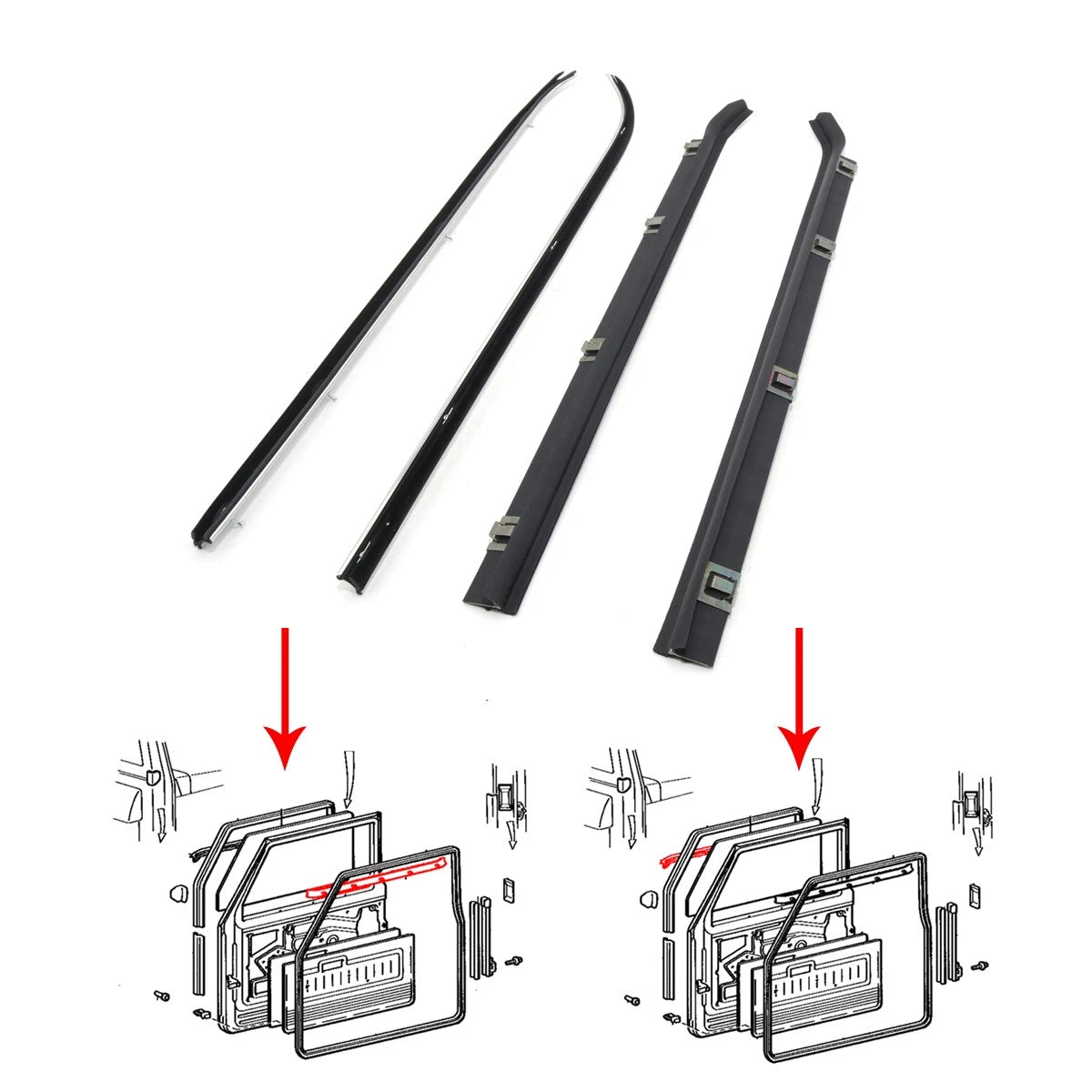 Front Door Glass Weatherstrip for Toyota Land Cruiser BJ40 FJ40 HJ45 (1975–1984)