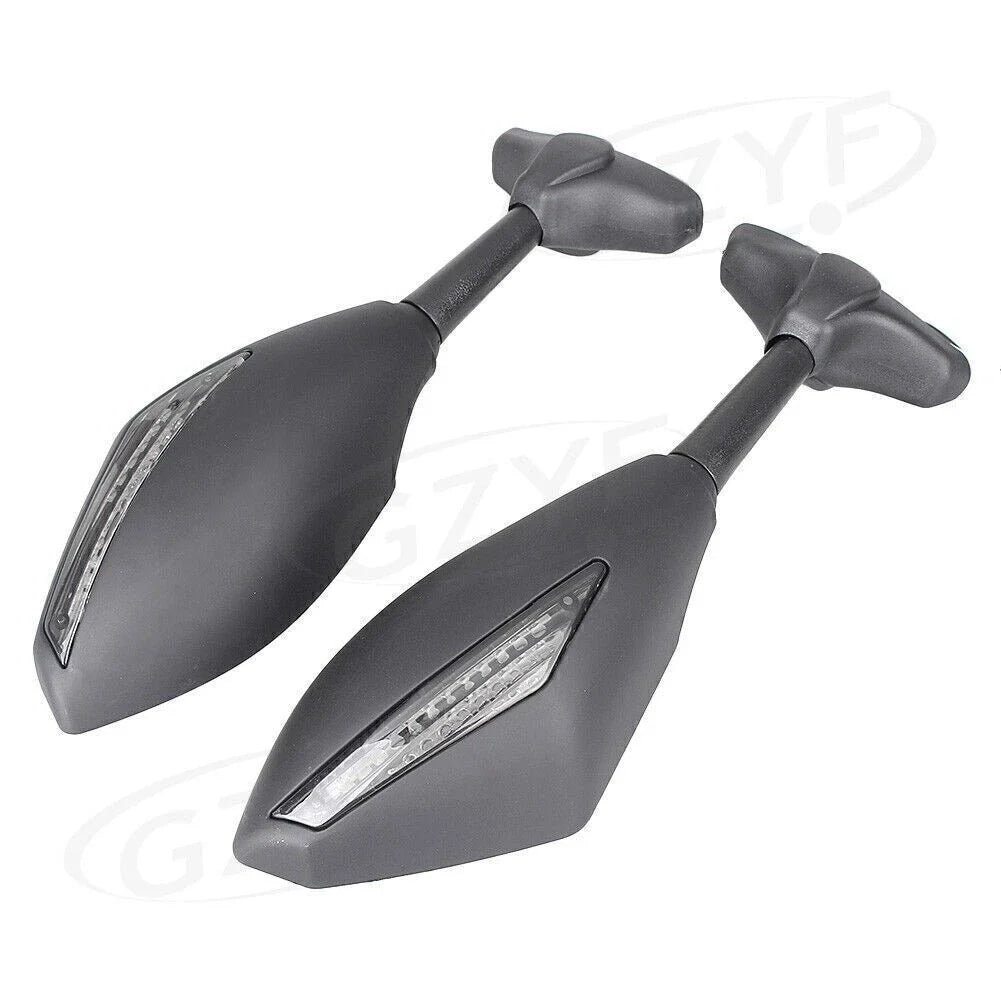 Rearview Mirrors w/ Amber Lights for Kawasaki Suzuki Yamaha Universal