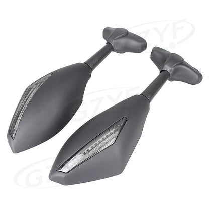 Rearview Mirrors w/ Amber Lights for Kawasaki Suzuki Yamaha Universal
