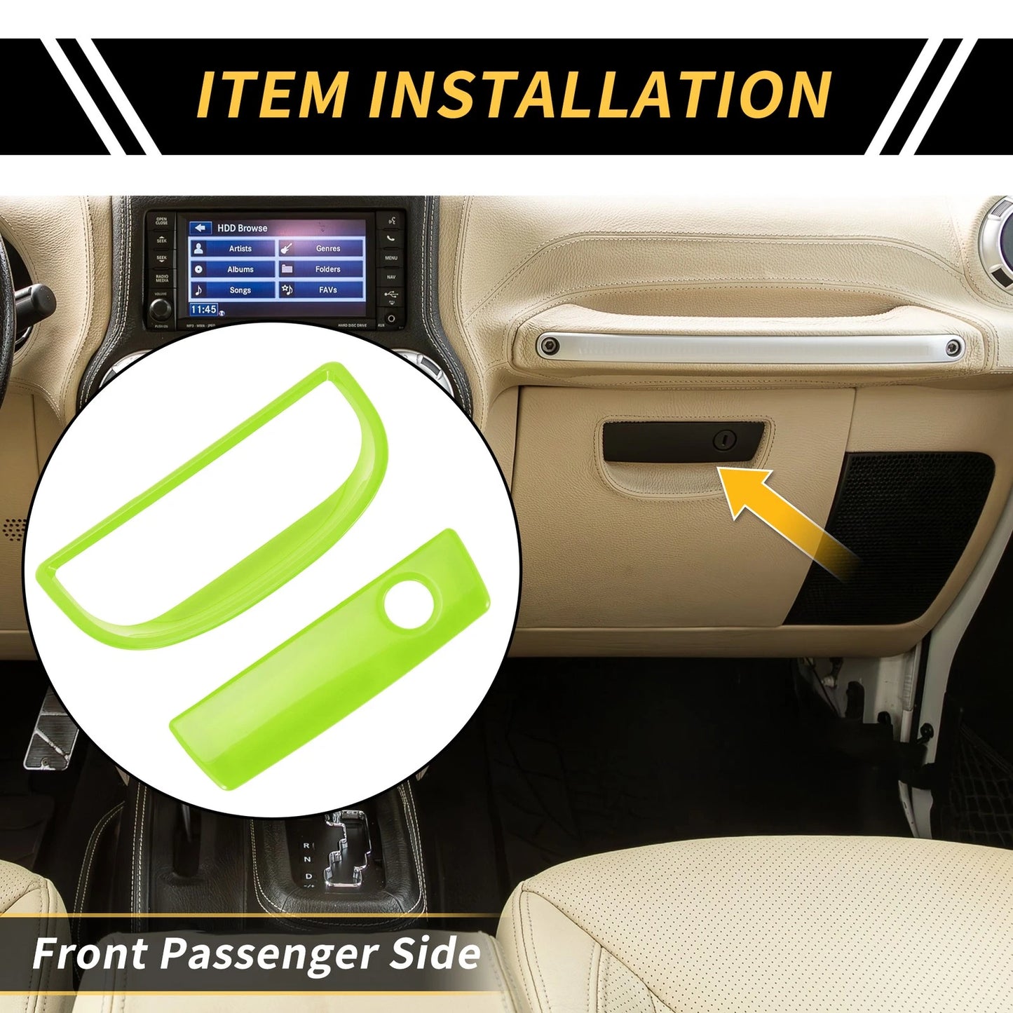 Glove Box Handle Switch Cover Trim for Jeep Wrangler JK (2007–2017) White
