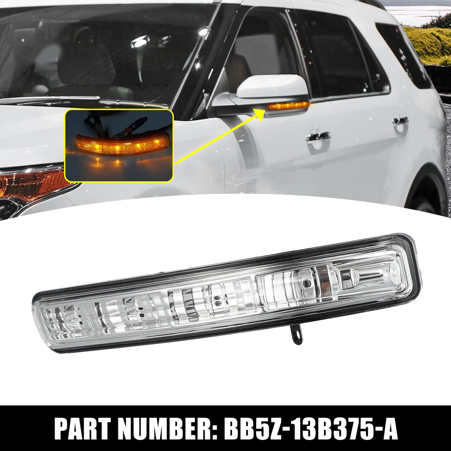 LED Front Left Side Mirror Turn Signal Light for Ford Explorer (2011–2019) BB5Z-13B375-A