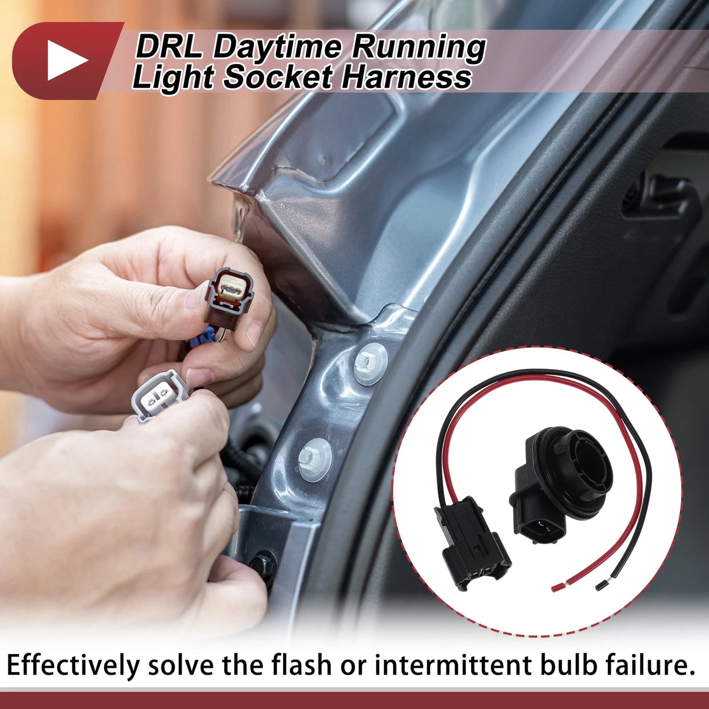 DRL Daytime Running Light Socket Wiring for Kia Forte (2019–2021) No. 92164M7050