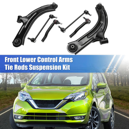 Set of 6 Front Lower Control Arms Tie Rods for Nissan Cube (2009–2014)