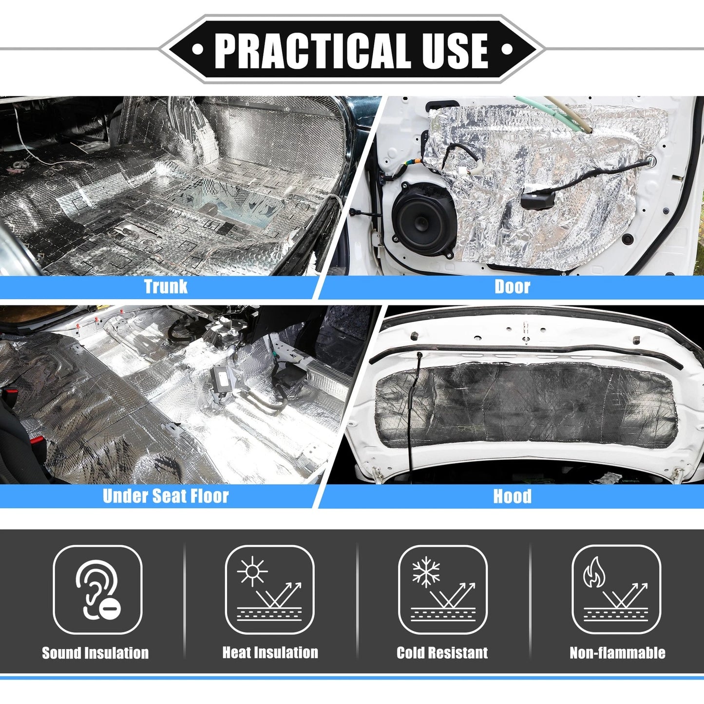 Sound Deadening Mat Kit for Universal Applications (157mil, 18sqft)