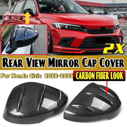Pair  Carbon Side Rear View Mirror Cover Cap for Honda Civic (2022–2025)