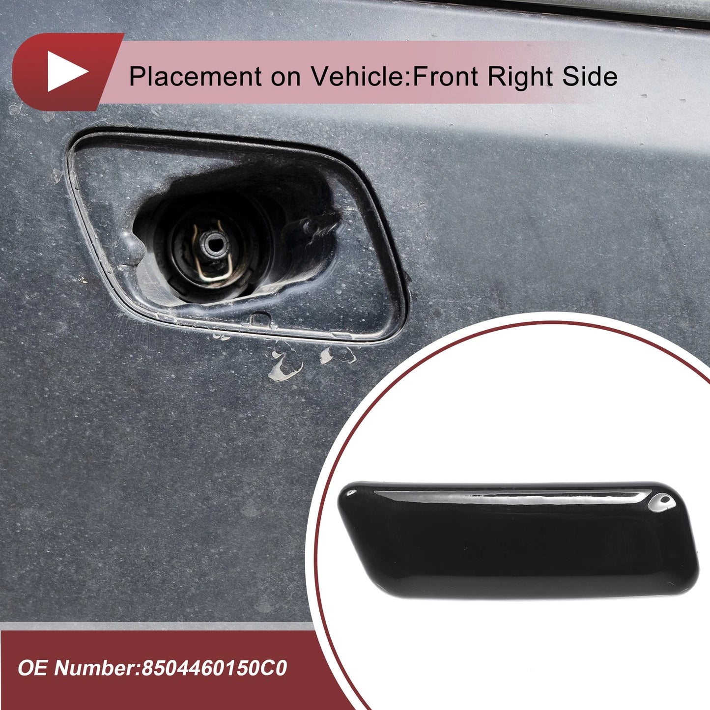 Front Right Washer Nozzle Cover Cap for Lexus GX460 (2010–2013) Black