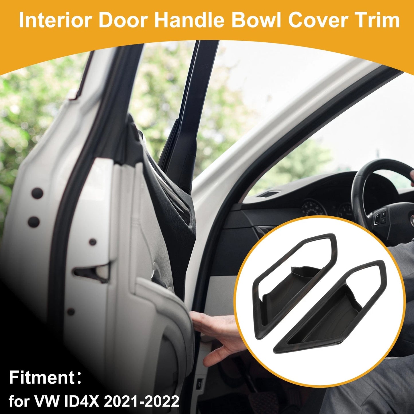 Interior Door Handle Bowl Cover Trim for VW ID4X (2021–2022) Mahogany Brown