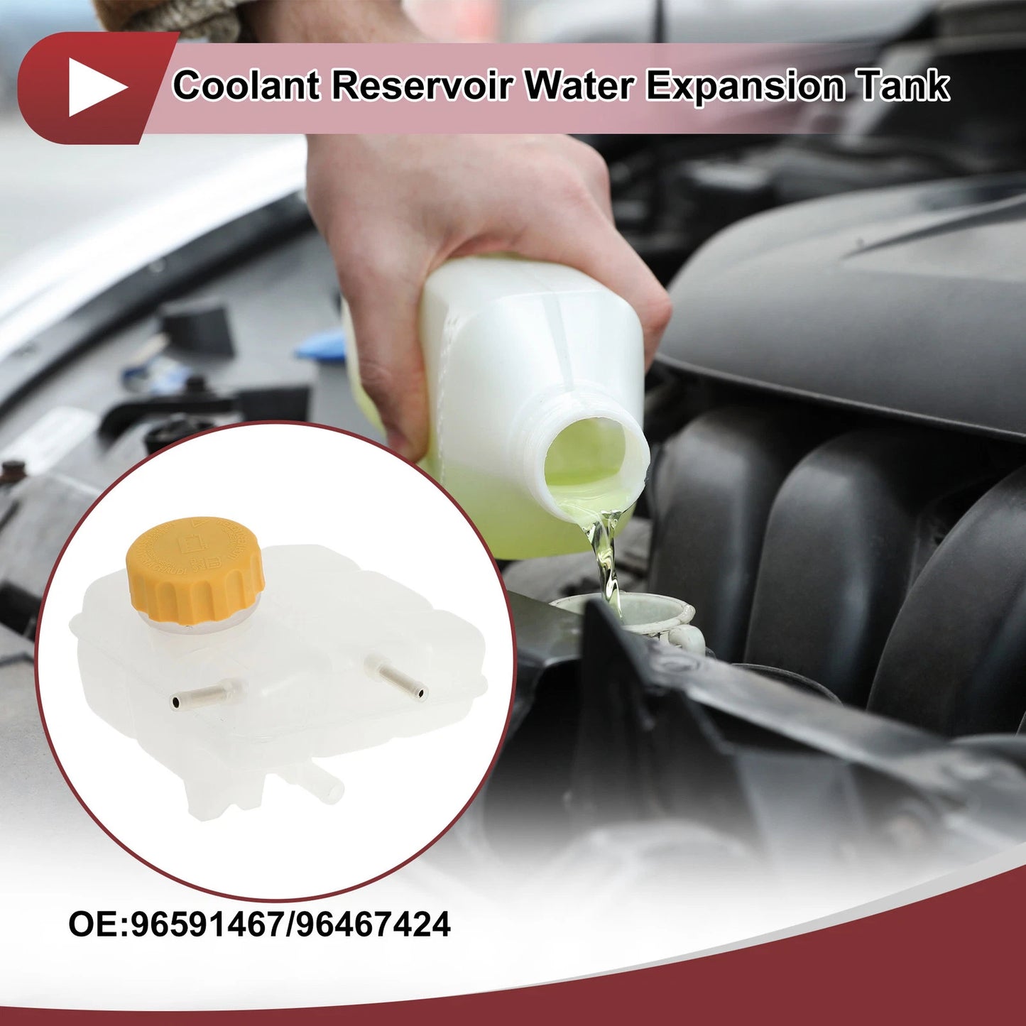 Coolant Expansion Overflow Tank with Cap No. 96591467 for Chevrolet Matiz (–)
