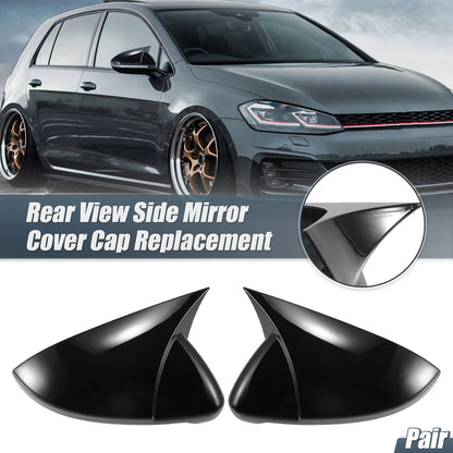 Pair Rearview Mirror Cover Overlay Gloss Black for Volkswagen Golf MK7 (2013–2020)