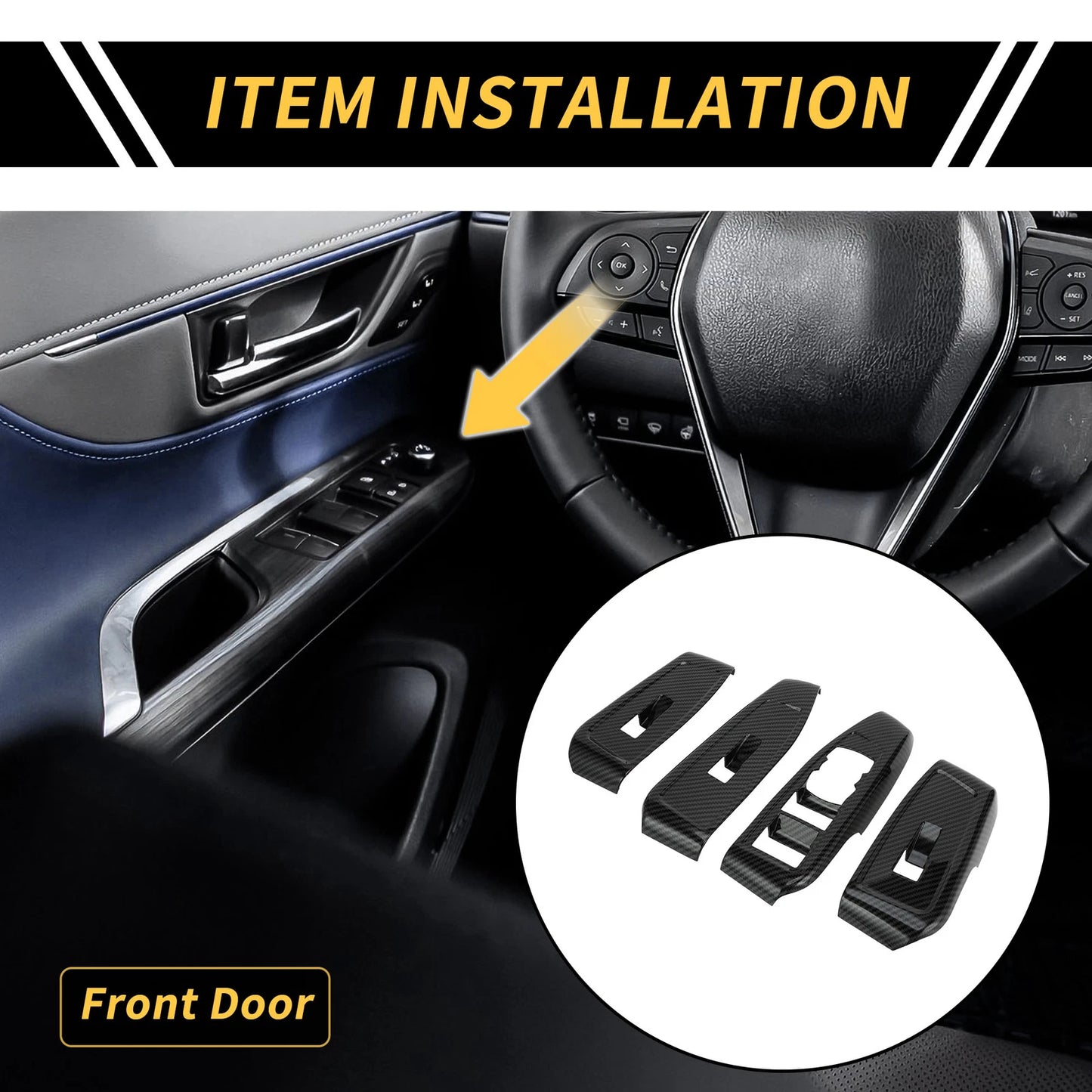 Set of 2 Carbon Fiber Pattern Front Door Window Switch Panels for Ford Ranger