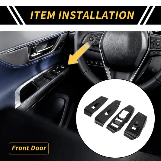 Set of 2 Carbon Fiber Pattern Front Door Window Switch Panels for Ford Ranger