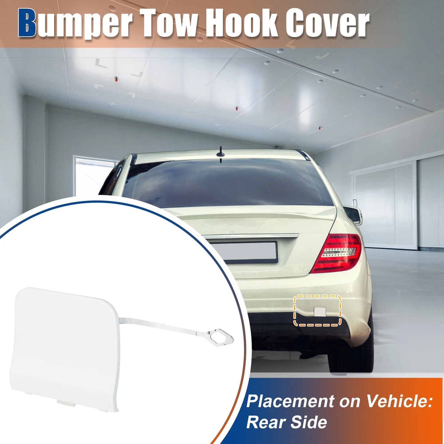 Rear Car Bumper Tow Hook Cover for Mercedes-Benz C-Class (2015–2021) No.A2048855623 White