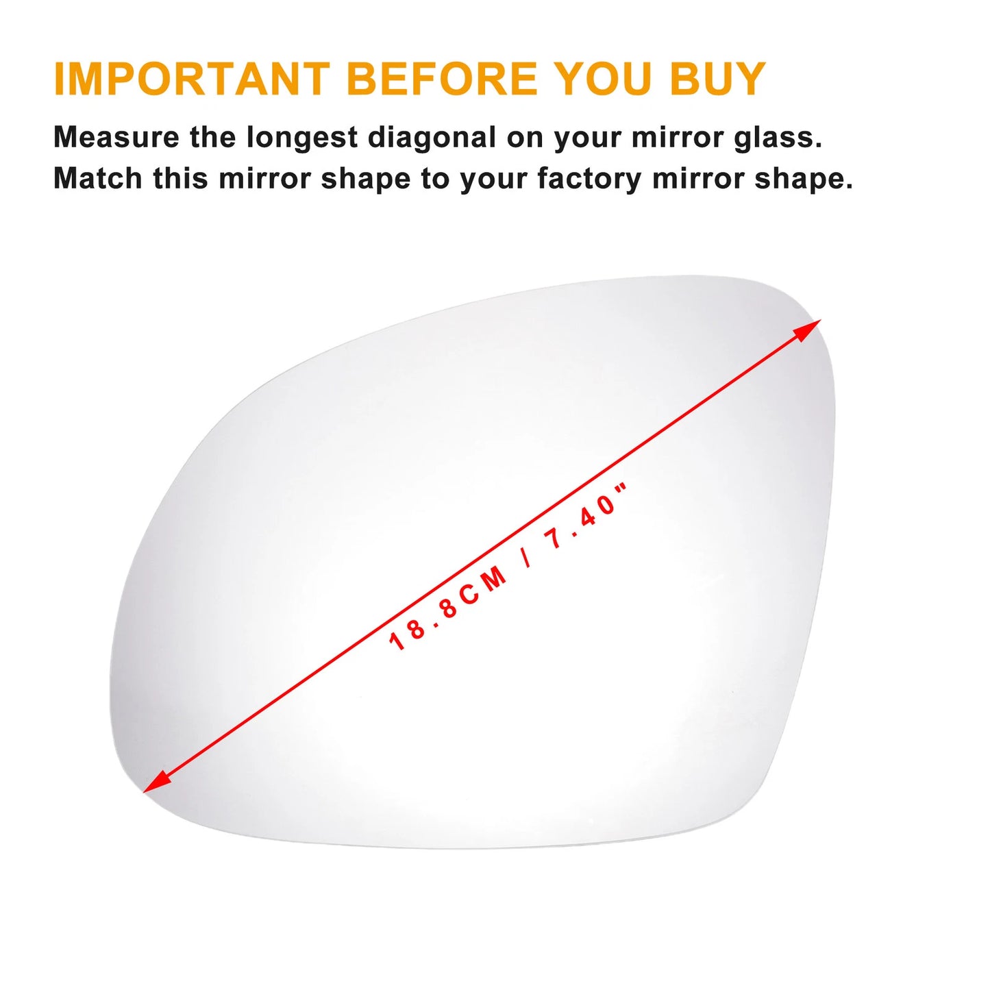 Left Side Heated White Mirror Glass for SEAT Alhambra, SKODA