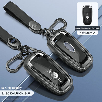 TPU Black Car Key Case Cover for Ford (Aluminum Alloy)