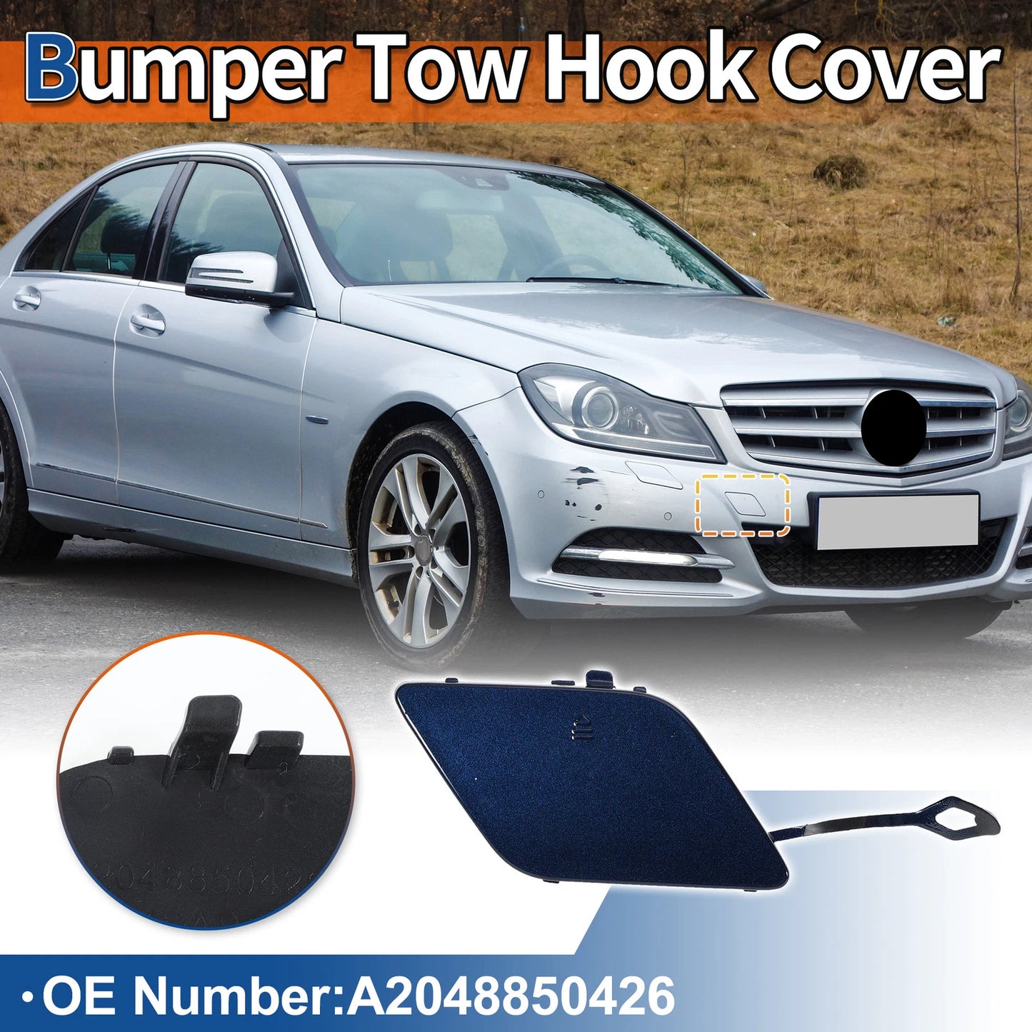 Tow Hook Cover for Mercedes-Benz A2048850426 (2012–2015) Jewelry Blue