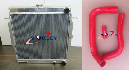 Aluminum Radiator with Blue Hose for Toyota Land Cruiser 75 Series (1984–1990)