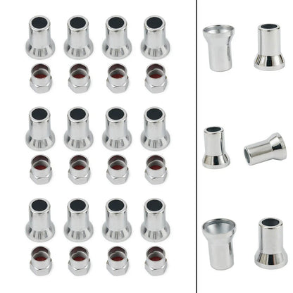 Valve Stem Hex Cap+Sleeve Cover Chrome Car Truck Tire Wheel Tyre