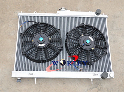 Aluminum Radiator with 2 Fans for Nissan Skyline R33 R34 (1995–2002)