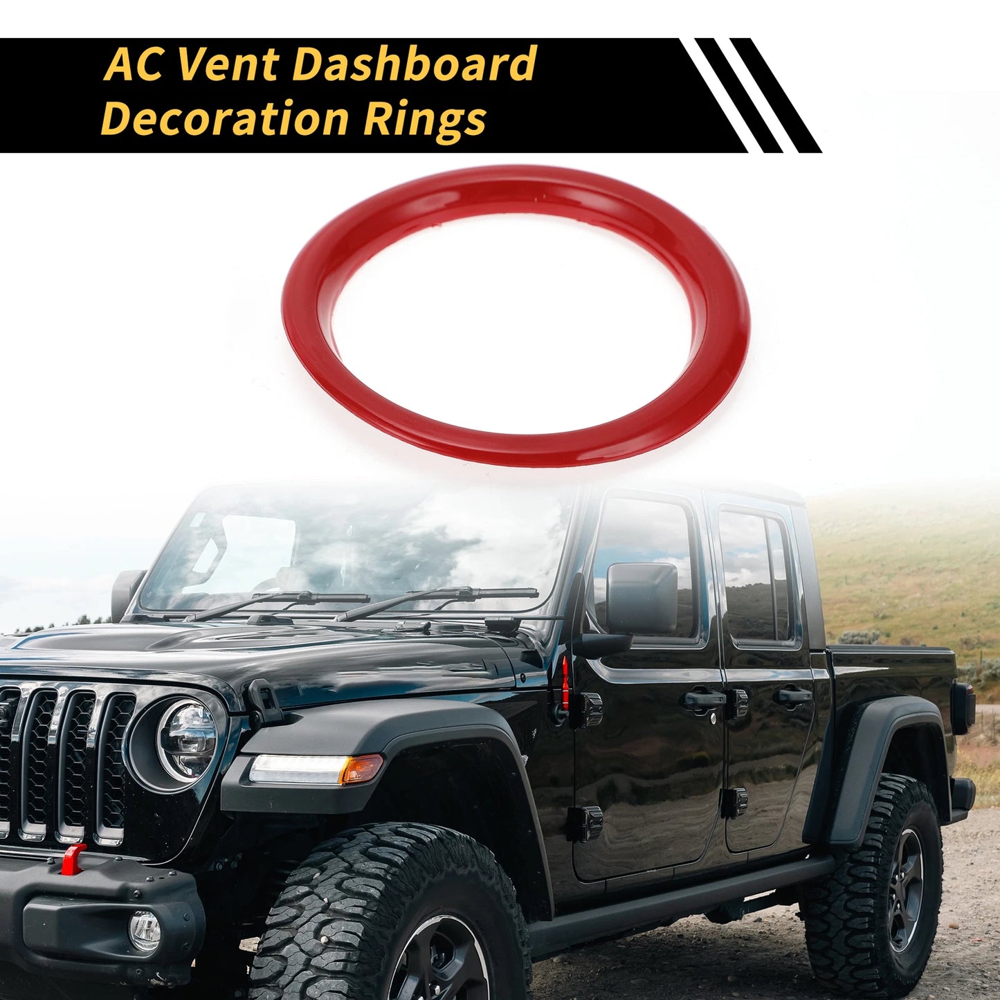 Set of 4 AC Vent Dashboard Decoration Rings for Jeep Wrangler JL JLU (2018–2020) Red
