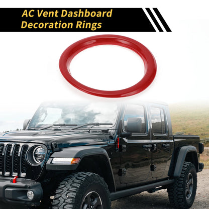 Set of 4 AC Vent Dashboard Decoration Rings for Jeep Wrangler JL JLU (2018–2020) Red