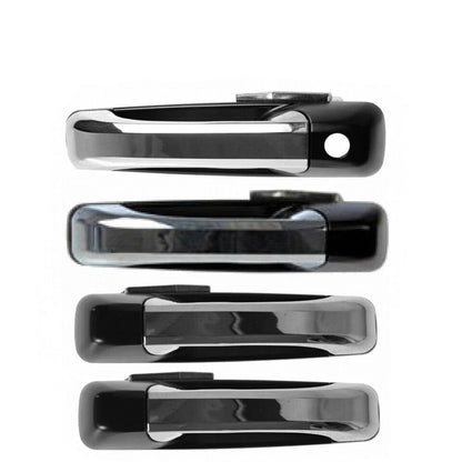 4Pcs Chrome Black Front & Rear Door Handle Set for Ram