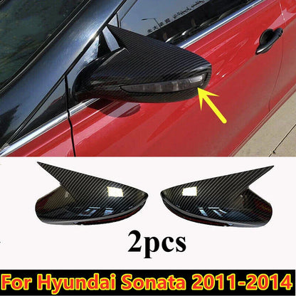 2 x Carbon Fiber OX Horn Side View Mirror Trim for Hyundai Sonata (2011–2014)