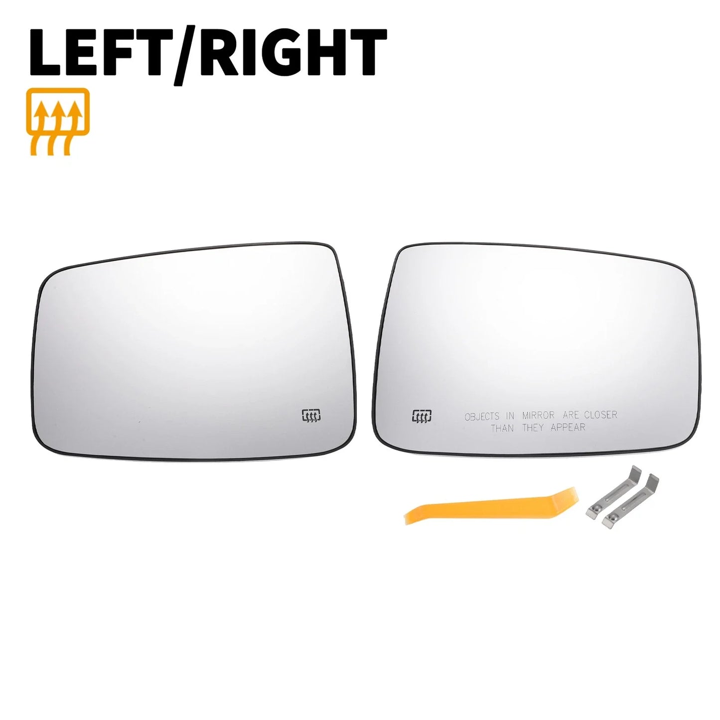 Left Right White Mirror Glass Pair w/ Back Heated for Dodge Ram 1500